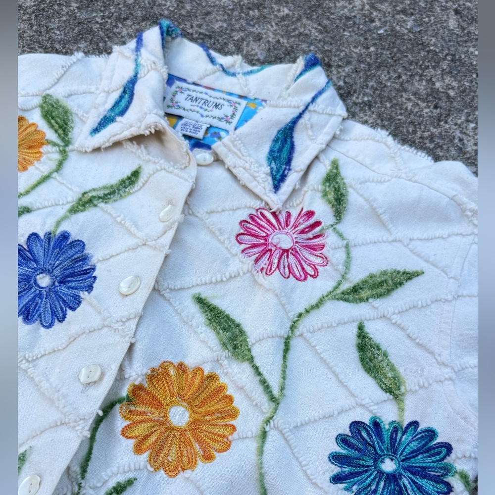 Tantrums White Floral Embroidered Bomber Jacket - Picture 5 of 12
